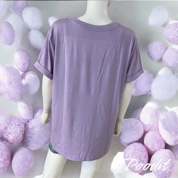 Lavender sequin bunny Easter holiday soft plus size tee 1X 2X 3X 4X - Picture 4 of 6
